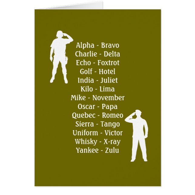 Soldat de l'Armée de terre Alphabet phonétique (Devant)