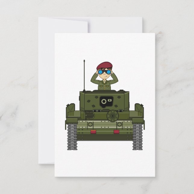 Soldat der britischen Armee im Tank-RSVP-Karte RSVP Karte (Vorderseite)