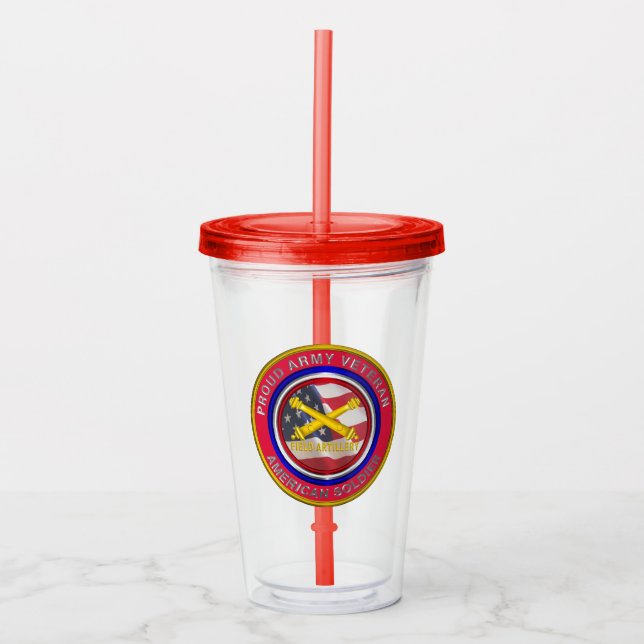 Soldat der Proud Army Veteran Field Artillery Acryltrinkbecher (Vorderseite)