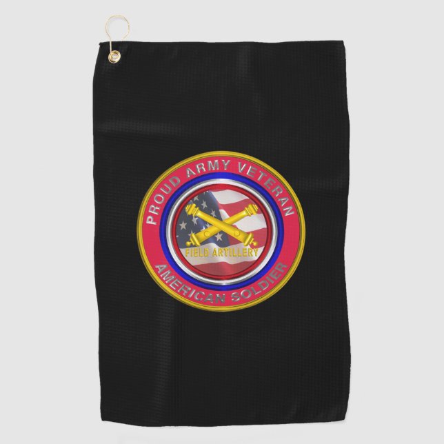 Soldat der Proud Army Veteran Field Artillery Golfhandtuch (Vorderseite)