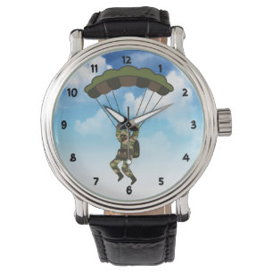 Soldat der Streitkräfte/Fallschirmjäger mit Wolken Armbanduhr