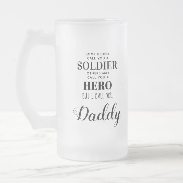 Soldat des Militärs Hero Daddy Vathers Day Foto Mattglas Bierglas (Links)