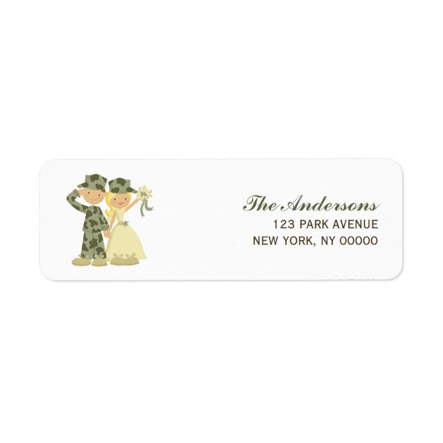 Soldat et épouse Mariage Adresse Étiquettes de ret (Devant)