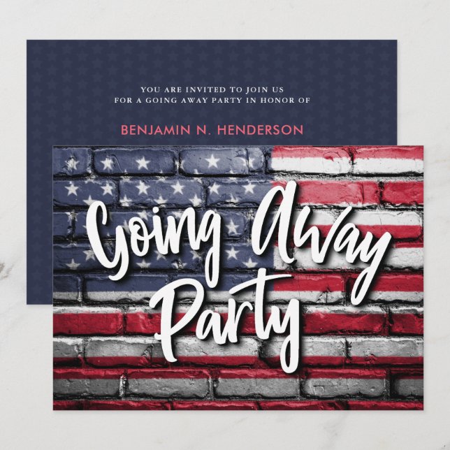 Soldat geht weg Party Patriotic Einladung (Vorne/Hinten)