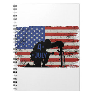 Soldat knetet Silhouette und amerikanische Flagge Notizblock
