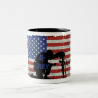 Soldat knetet Silhouette und amerikanische Flagge