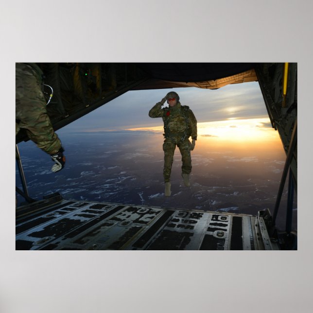 Soldat mit 10. Special Forces Group Salutes Poster (Vorne)