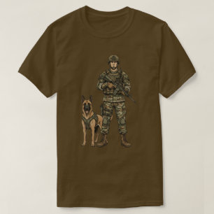 Soldat mit Militärhund T-Shirt