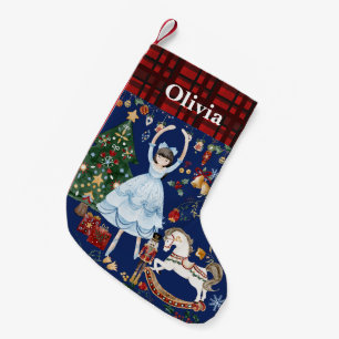 Soldat Nussknacker Ballet Clara Rot Gingham Blau Kleiner Weihnachtsstrumpf