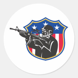 Soldat schwat Polizist Schutzschild Runder Aufkleber