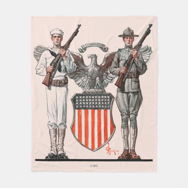 Soldat, Seeleute und US-Schild Fleecedecke (Vorderseite)