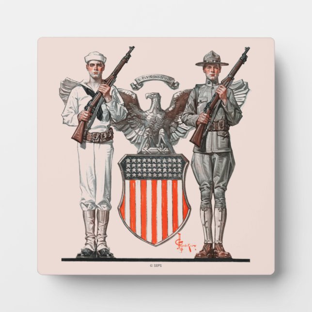 Soldat, Seeleute und US-Schild Fotoplatte (Vorderseite)