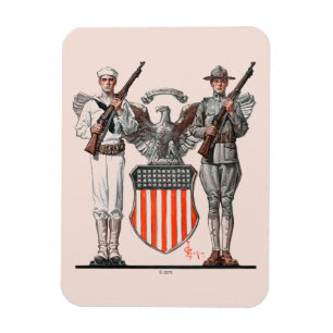 Soldat, Seeleute und US-Schild Magnet