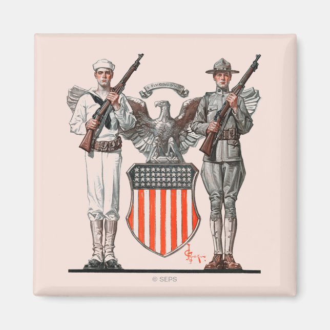 Soldat, Seeleute und US-Schild Magnet (Vorne)