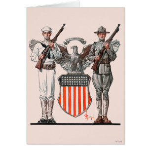 Soldat, Seemann und US-Schild