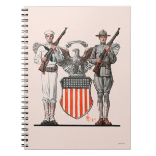 Soldat, Seemann und US-Schild Notizblock