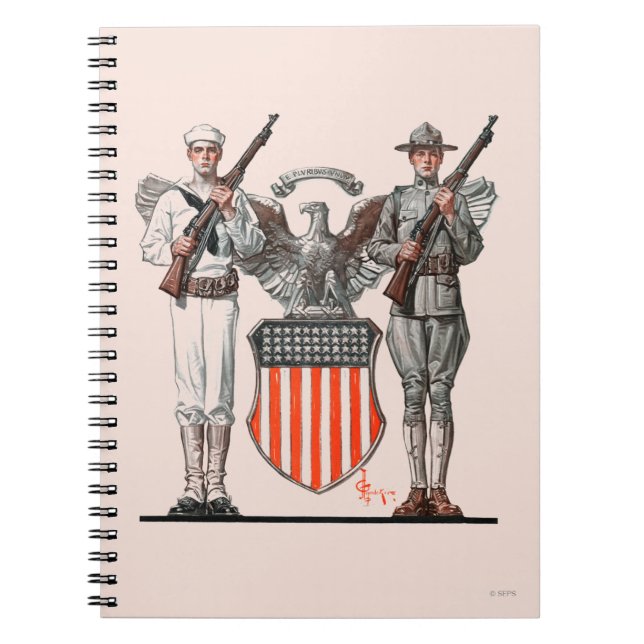 Soldat, Seemann und US-Schild Notizblock (Vorderseite)
