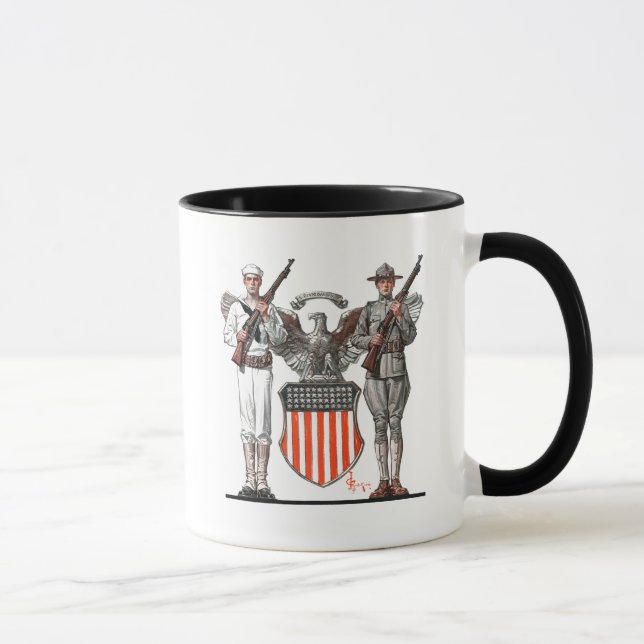 Soldat, Seemann und US-Schild Tasse (Rechts)