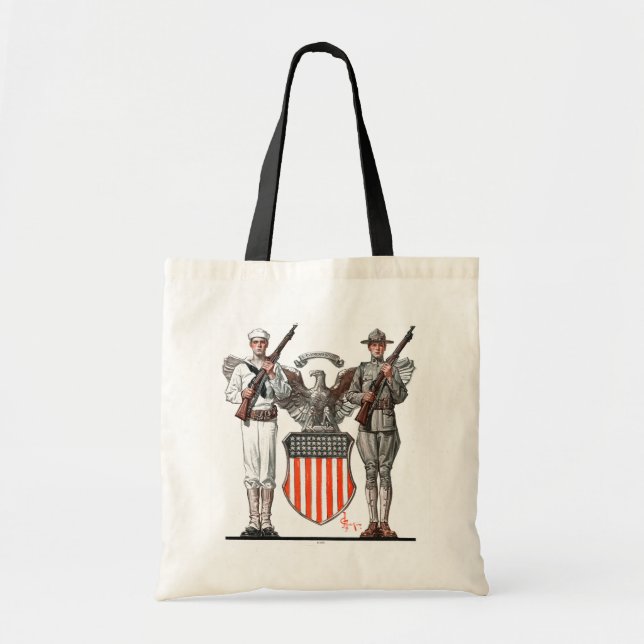 Soldat, Seemann und US-Schild Tragetasche (Vorne)