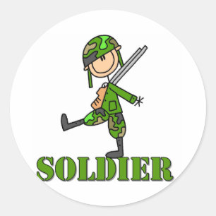 Soldat-Stick-Figur Runder Aufkleber