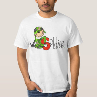 Soldat-Stickfigur-Person in Tarnung T-Shirt