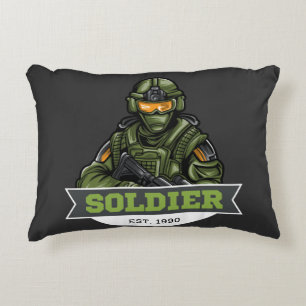 Soldat-Taktisches Logo – Militäremblem-Design Dekokissen