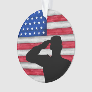 Soldat und amerikanische Flagge - Anerkennung Ornament