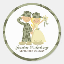 Soldat und Braut Hochzeitskleber