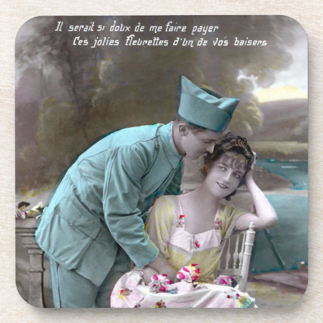 Soldat und Lover Getränkeuntersetzer (Vorderseite)