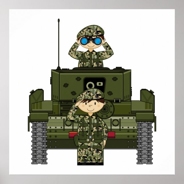 Soldaten der britischen Armee und Panzerposter Poster (Vorne)