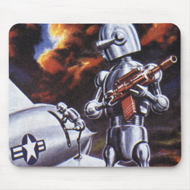 Soldaten der Vintagen Science Fiction Mousepad (Vorne)