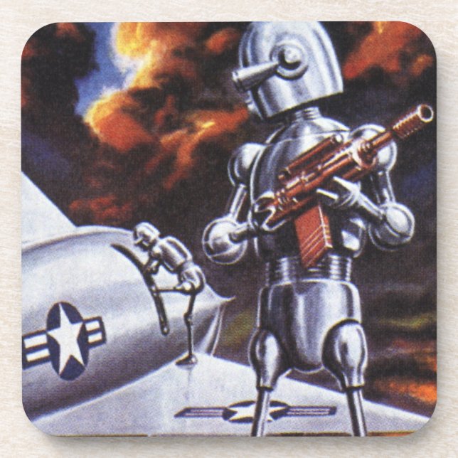 Soldaten der Vintagen Science Fiction Untersetzer (Vorderseite)