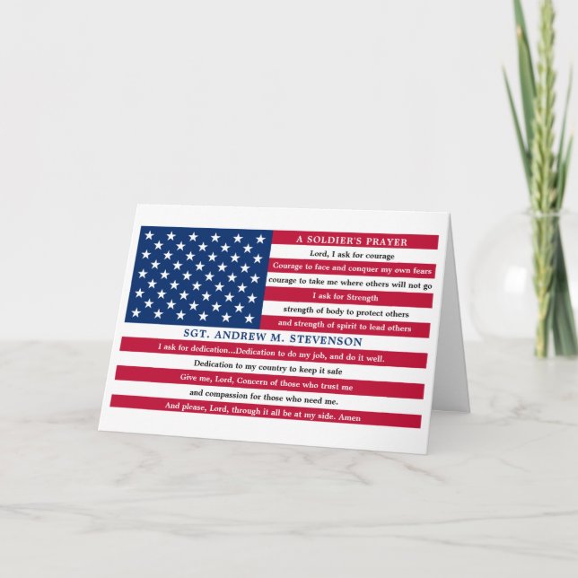 Soldaten Gebet US-amerikanische Flagge Militär Karte (Vorderseite)