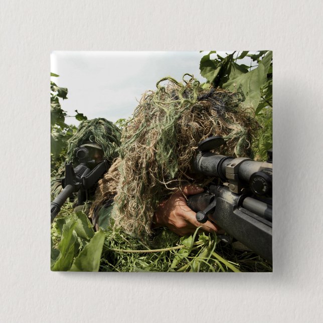 Soldaten in Gigillie-Anzügen Button (Vorderseite)