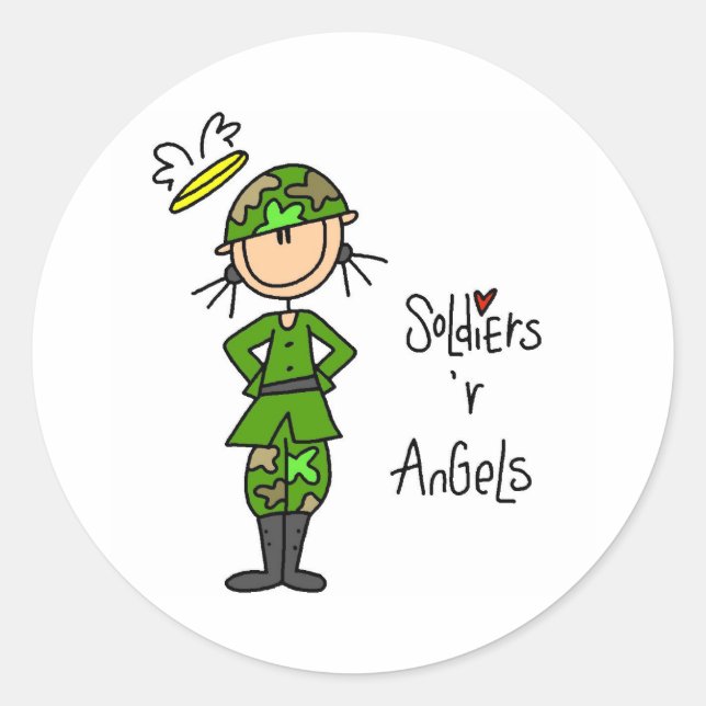 Soldaten sind Engel Runder Aufkleber (Vorderseite)