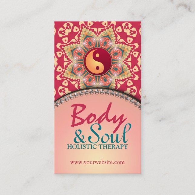 Solde Yoga Fleur Bohème Yin Yang Carte de visite (Devant)