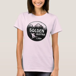 Solden Austria Black Snowboard art Ladys T-Shirt