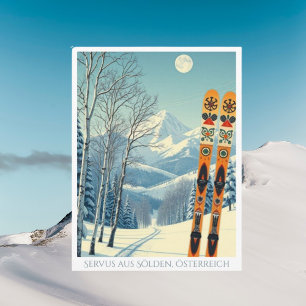 Sölden Austria Europe Skiurlaubsretro Postcard Postkarte