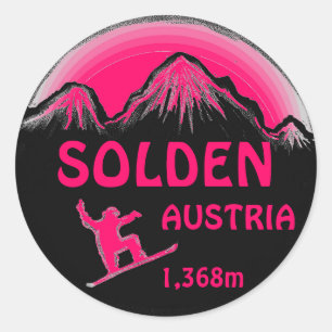 Solden Austria hellrosa Snowboardkunstaufkleber Runder Aufkleber