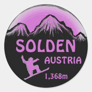 Solden Austria lila Snowboardkunstaufkleber Runder Aufkleber