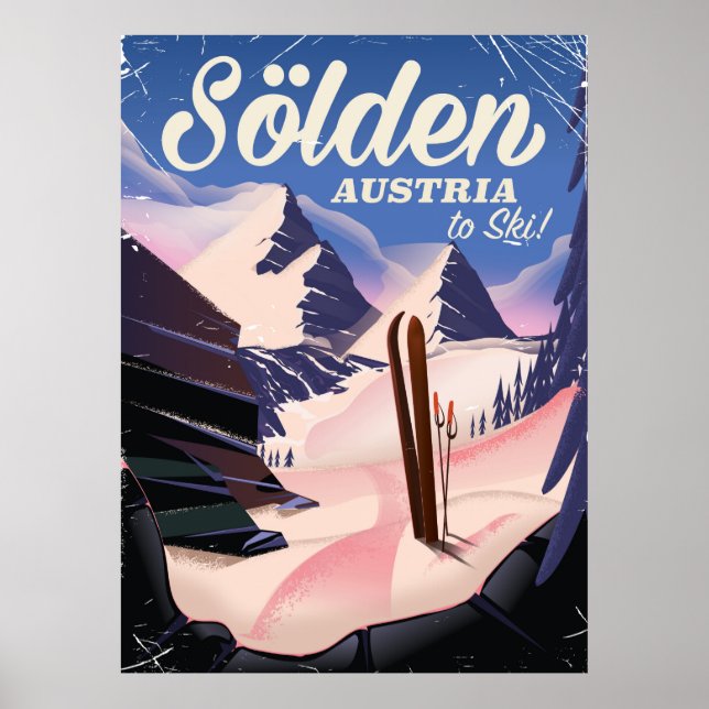 Sölden Austria Vintages Skipposter Poster (Vorne)