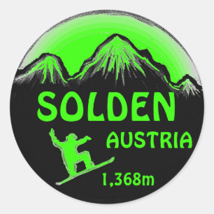 Solden Österreich grüne Snowboard-Kunstaufkleber Runder Aufkleber
