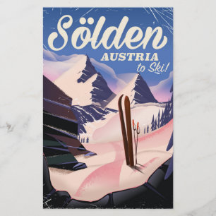 Sölden Österreich Vintage-Skiplakat Briefpapier