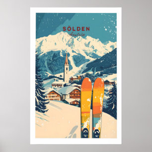 Sölden Ski Print Österreich 1 Poster