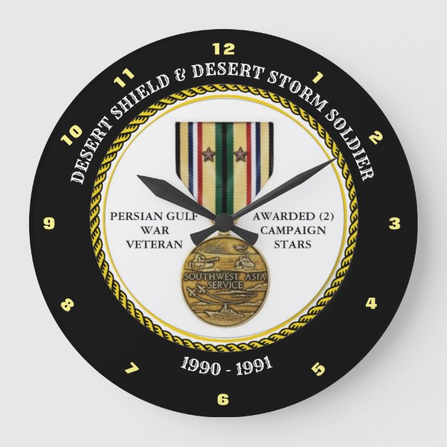 SOLDIER 2 STERNE / DESERT SHIELD & STORM GROßE WANDUHR (Vorderseite)