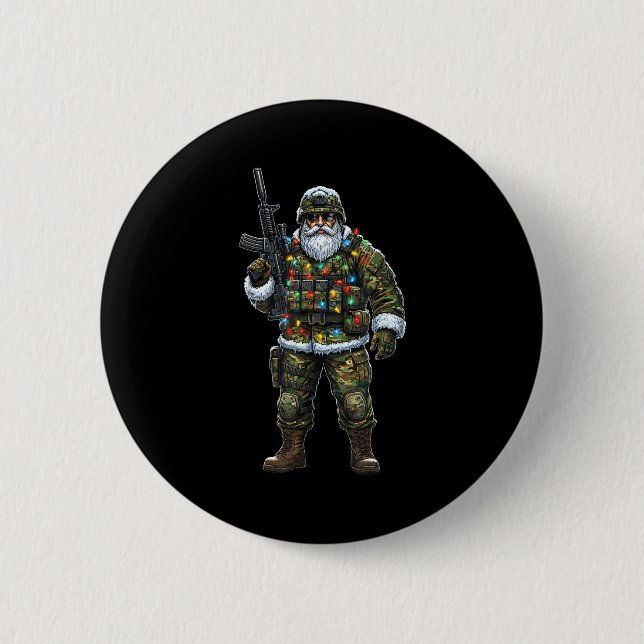 Soldier Santa Camouflage Christmas Military Hunter Button (Vorderseite)