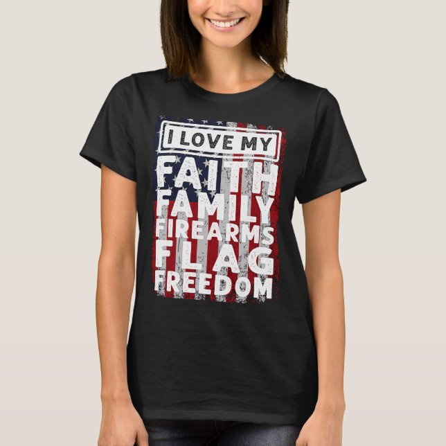 Soldier Veteran I Liebe meine Familie Feuerwaffen  T-Shirt (Vorderseite)