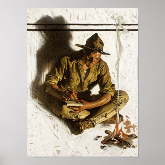 Soldier's Letter to Zuhause, 1917 von Leyendecker Poster (Vorne)