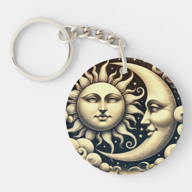 Soleil céleste vintage et lune (Devant)