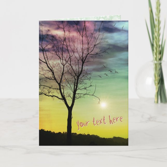 SOLEIL D'HIVER ET ARBRE | Carte de voeux personnal (Devant)